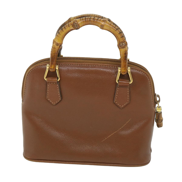 GUCCI Bamboo Hand Bag Leather 2way Brown 007 1014 0231 0 Auth 59000 - Picture 2 of 16